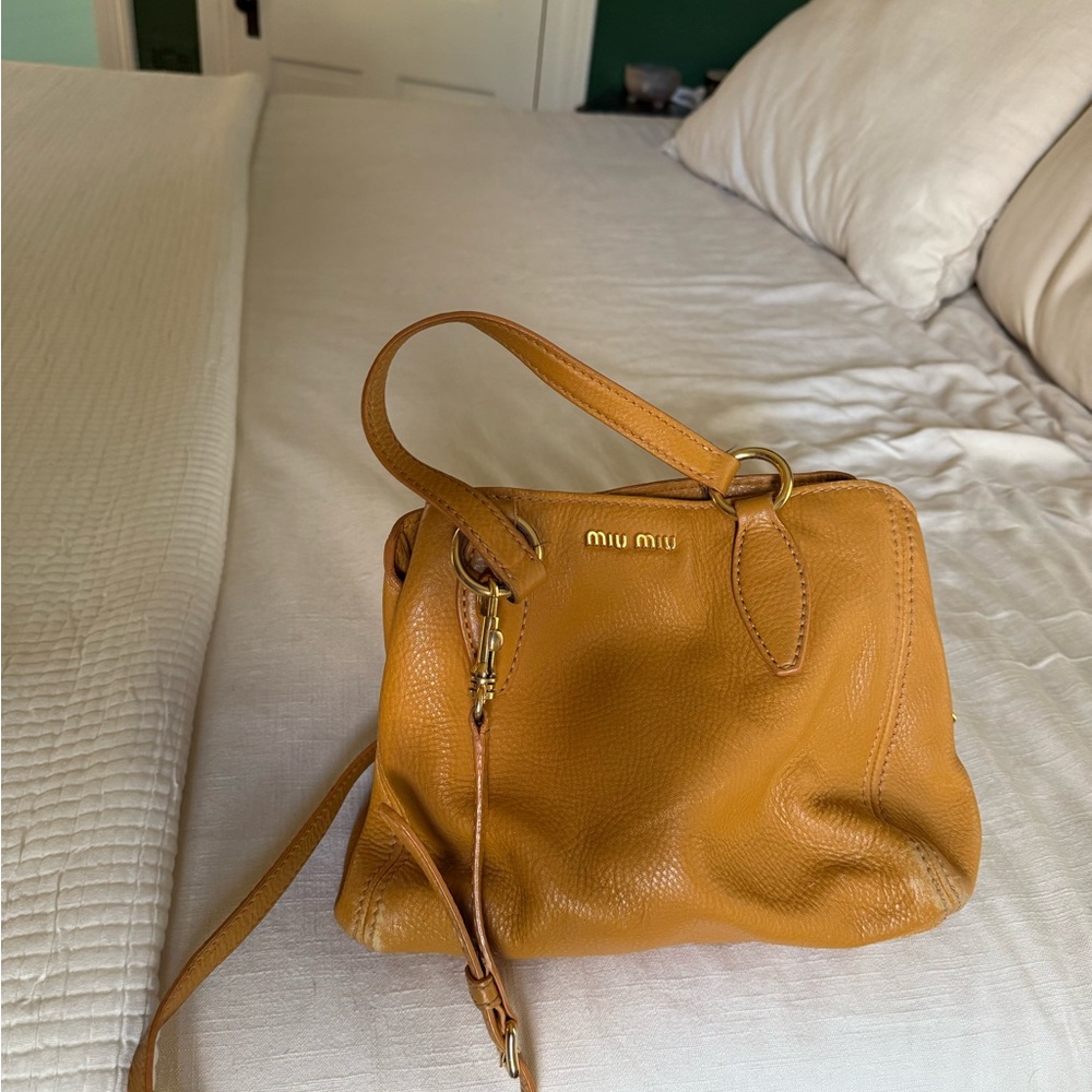 Miu Miu Yellow/Tan Leather Women's Bag